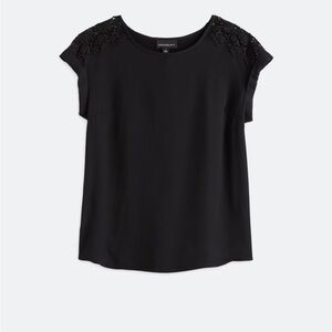 Fortune + Ivy: Elegant Black Blouse with Lace Detail
